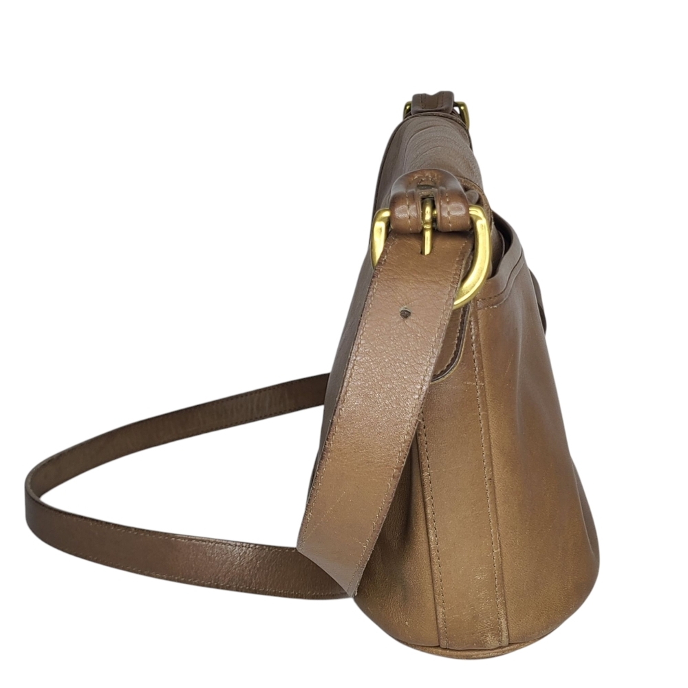 Coach Vintage Fletcher Saddle Flap Crossbody Taupe Leather Bag D6C-4150 - Picture 4 of 15